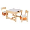 Kids wooden storage table and chair set; natural; melamine; set of 3