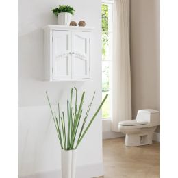 Wooden wall cabinet with 2 shelves; white