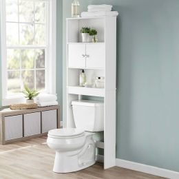 White 23 in. W Bathroom Space Saver Cabinet with 3 Fixed Shelves; Mainstays over the Toilet Storage