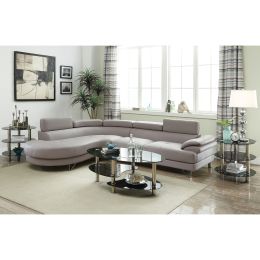 2 Piece Faux Leather Upholstered Sectional Sofa in Light Grey