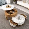 Modern Nesting Coffee Table Set with Sintered Stone Top; Lift-top Coffee Table Set of 2; 31.5