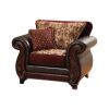 48 Inch Modern Accent Chair; Jacquard; Vegan Faux Leather; Burgundy; Brown