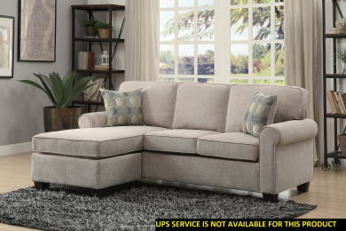 Transitional Design Sectional Sofa 1pc Reversible Sofa Chaise with 2 Pillows Sand Color Microfiber Fabric Upholstered Furniture