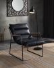 Luberzo Accent Chair in Distress Espresso Top Grain Leather &amp; Matt Iron Finish 59946