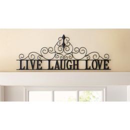 Benzara Live laugh Love Metal Wall Decor; Black