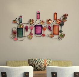 Classy Metal Based Wine Wall Decor; Multicolor