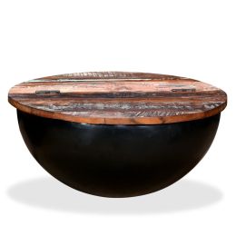 vidaXL Coffee Table Solid Reclaimed Wood Black Bowl Shape