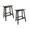 Free shipping  Basics Classic Solid Wood Saddle-Seat Counter Stool with Foot Plate - 24", Black, 2-Pack  YJ