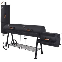 vidaXL BBQ Charcoal Smoker with Bottom Shelf Black Heavy XXXL