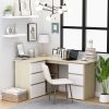 vidaXL Corner Desk White and Sonoma Oak 57.1"x39.4"x29.9" Engineered Wood