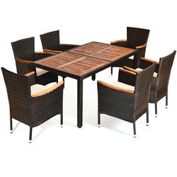 7 Pcs Outdoor Patio Dining Set Garden Dining Set