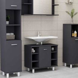 vidaXL Bathroom Cabinet Gray 23.6"x12.6"x21.1" Engineered Wood