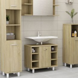 vidaXL Bathroom Cabinet Sonoma Oak 23.6"x12.6"x21.1" Engineered Wood