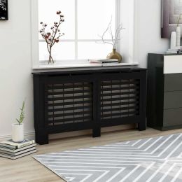 vidaXL Radiator Cover Black 59.8"x7.5"x31.9" MDF