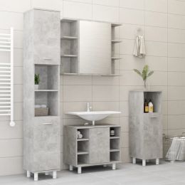 vidaXL 4 Piece Bathroom Furniture Set Concrete Gray Engineered Wood