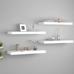 vidaXL Floating Wall Shelves 4 pcs White 23.6"x9.3"x1.5" MDF