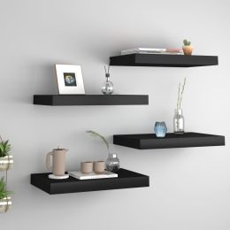 vidaXL Floating Wall Shelves 4 pcs Black 15.7"x9.1"x1.5" MDF