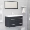 vidaXL 2 Piece Bathroom Furniture Set Gray Engineered Wood