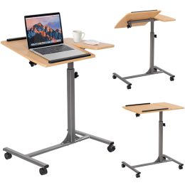 Adjustable Laptop Notebook Desk Table Stand Holder Swivel Home Office Wheels New