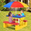 Kids Picnic Table Set W/Removable Umbrella Indoor Outdoor Garden Patio