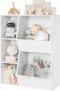 Children's bookcase; children's toy storage cabinet; toddler wide bookshelf; white finish