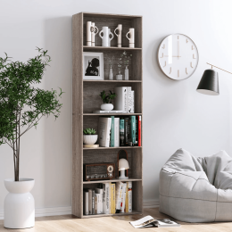 Standard Bookshelf Bookcase; 6 Tier Tall Bookshelf; Display Shelves Standing Cube Organizer for Living Room; Dark Oak