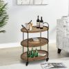 23 Inch Wood Bar Cart with 3 Tier Storage Trays and Metal Frame; Brown; DunaWest