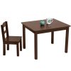 Wooden Farmhouse Table & 4 Chairs Set, Children's Furniture for Arts and Activity, Espresso, Gift for Ages 3-8   YJ