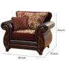 48 Inch Modern Accent Chair; Jacquard; Vegan Faux Leather; Burgundy; Brown