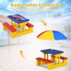 Kids Picnic Table Set W/Removable Umbrella Indoor Outdoor Garden Patio