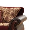 48 Inch Modern Accent Chair; Jacquard; Vegan Faux Leather; Burgundy; Brown