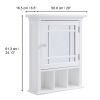 Removable Bathroom Medicine Cabinet with Mirrored Door; White