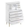 Vanity Makeup Table with Mirror and Retractable Table; Storage Dresser for Bedroom with 7 Drawers and Hidden Storage; White