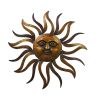 DunaWest 35 Inch Round Wall Mounted Sun Face Accent Decor; Carved Rustic Gold and Black Metal