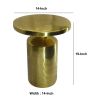 Zoe 19 Inch Modern Industrial Round Metal Side Accent Table with Pedestal Base; Glossy Brass; DunaWest