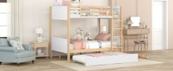 Full over Full Bunk Bed with Storage Shelves;  Twin Size Trundle and Ladder