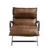 Zulgaz Accent Chair in Cocoa Top Grain Leather &amp; Matt Iron Finish 59951