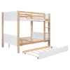 Full over Full Bunk Bed with Storage Shelves;  Twin Size Trundle and Ladder