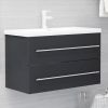 vidaXL 2 Piece Bathroom Furniture Set Gray Engineered Wood