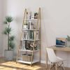 Ladder rack 5 layers modern bookcase multifunctional bookshelf storage rack plant flower rack white