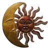 Celestial Sun and Moon Wall Decor In Metal; Gold and Rust Brown