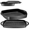 2-in-1 Pre-seasoned Square Cast Iron Baking Dish Cookware Pan