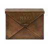 Spacious Envelope Shaped Wall Mount Iron Mail Box; Copper Finish