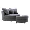 Orisfur. 360&deg; Swivel Accent Barrel Chair with Storage Ottoman &amp; 4 Pillows; Modern Linen Leisure Chair Round Accent for Living Room