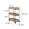 23 Inch Wood Bar Cart with 3 Tier Storage Trays and Metal Frame; Brown; DunaWest