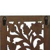 Mango Wood Wall Panel Hand Crafted with Leaves and Scroll Work Motif; Brown