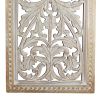 Attractive Mango Wood Wall Panel Hand Crafted With Intricate Details; White