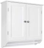 Bathroom Wall Cabinet; 23.6'' W over The Toilet Storage Cabinet with Double Door Cupboard and Adjustable Shelf and Towels Bar; White