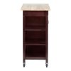 Wooden Rectangular Kitchen Cart with 1 Door and Open Compartments; Espresso Brown; DunaWest