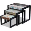 vidaXL Three Piece Nesting Tables Solid Reclaimed Wood